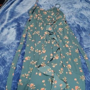 Inspired Hearts Floral Dress || Large || Green||